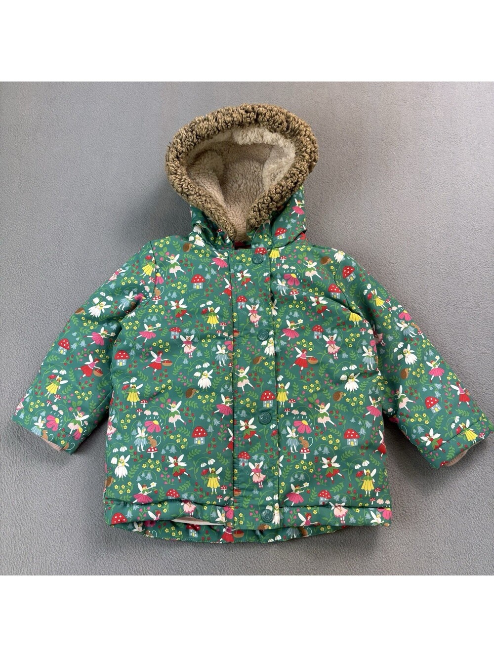 Baby Boden Fairy Mushroom 3 In 1 Shower Resistant Coat 18-24 Months Sherpa Vest